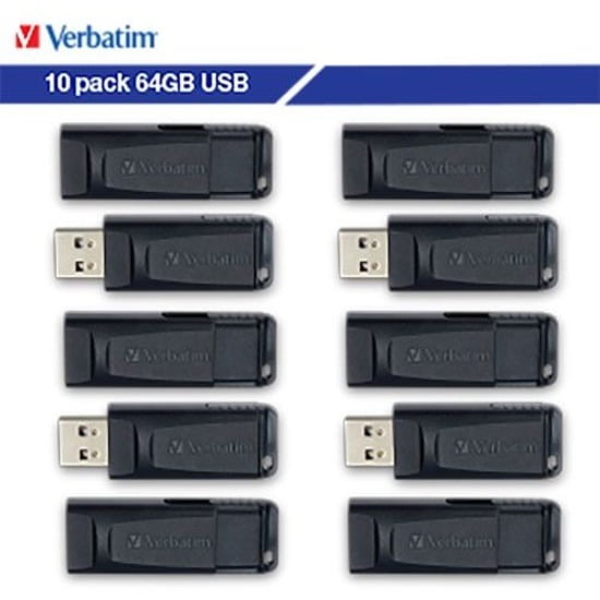 Picture of Verbatim 70895 64GB Storengo USB Flash Drive, Black - Pack of 10