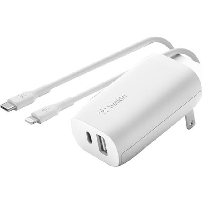 Picture of Belkin WCB007dq1MWH-B5 Dual Wall Charger with Lightning Cable - White