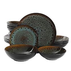 Picture of Gibson 126967.16R Double Dinnerware Bowl&#44; Kyoto Teal - 16 Piece