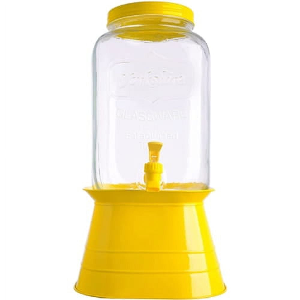 Picture of Gibson 130948.02RR 2 gal Mason Beverage Dispenser with Metal Base&#44; Yellow