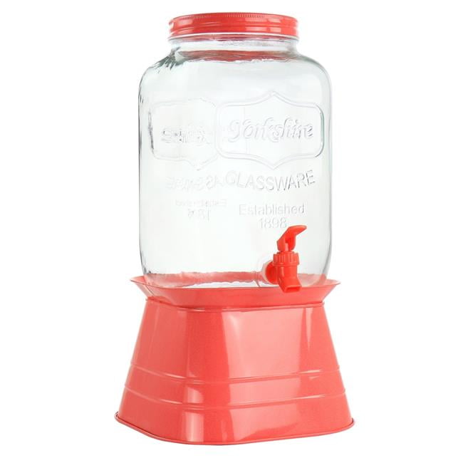 Picture of Gibson 130949.02RR 2 gal Mason Beverage Dispenser with Metal Base&#44; Coral