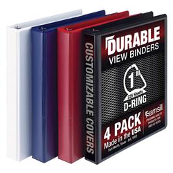 1 in. Durable DR Basic Binder, Assorted Color - Pack of 4