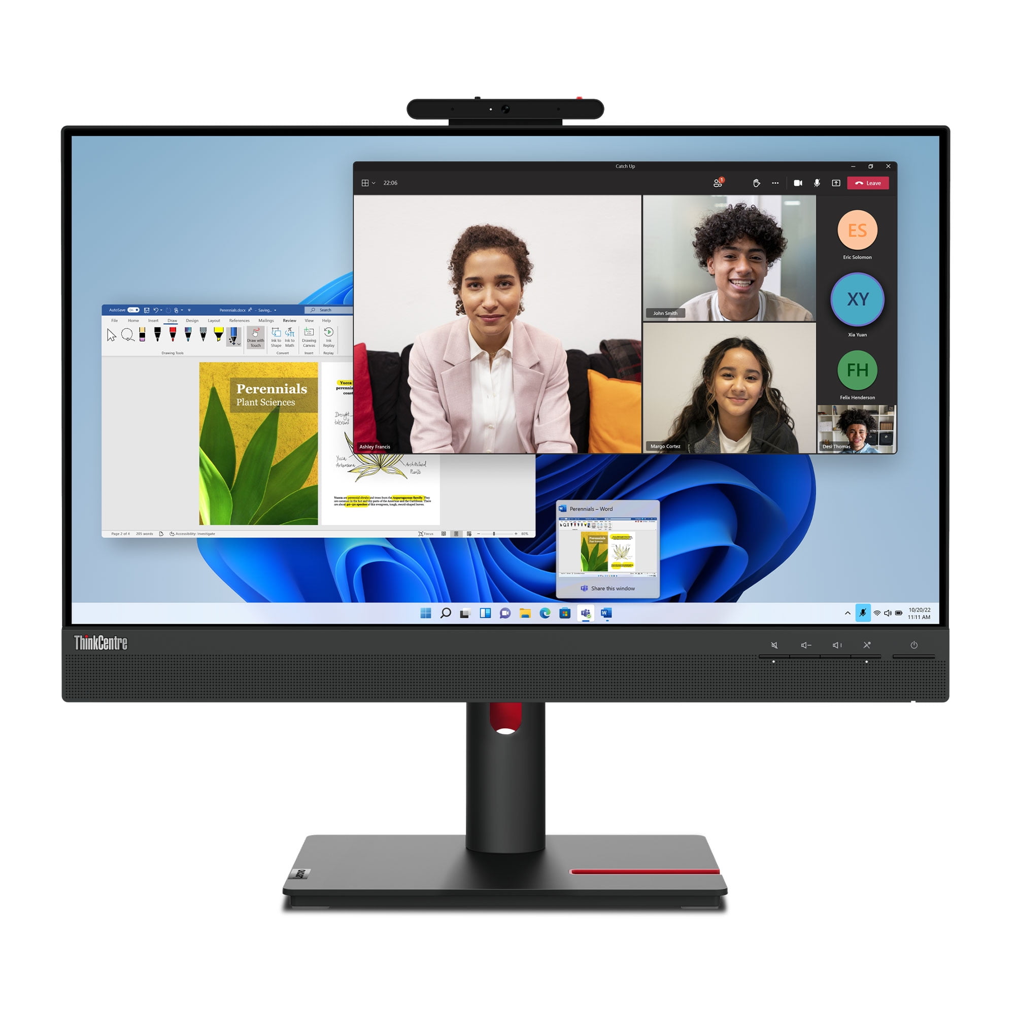 Picture of Lenovo 12NBGAR1US 23.8 in. ThinkCentre Tiny-In-One 24 Gen 5 Multi-Touch Monitor with Webcam&#44; Anti-Glare & Matte