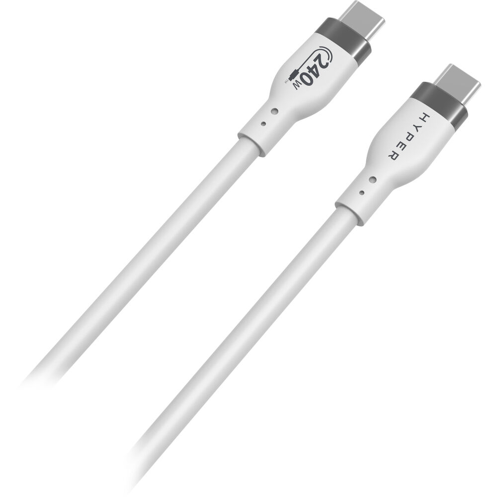 HJ4002WHGL 6.6 ft. 2M USB-C 2.0 Male Silicone 240W Charging Cable, White