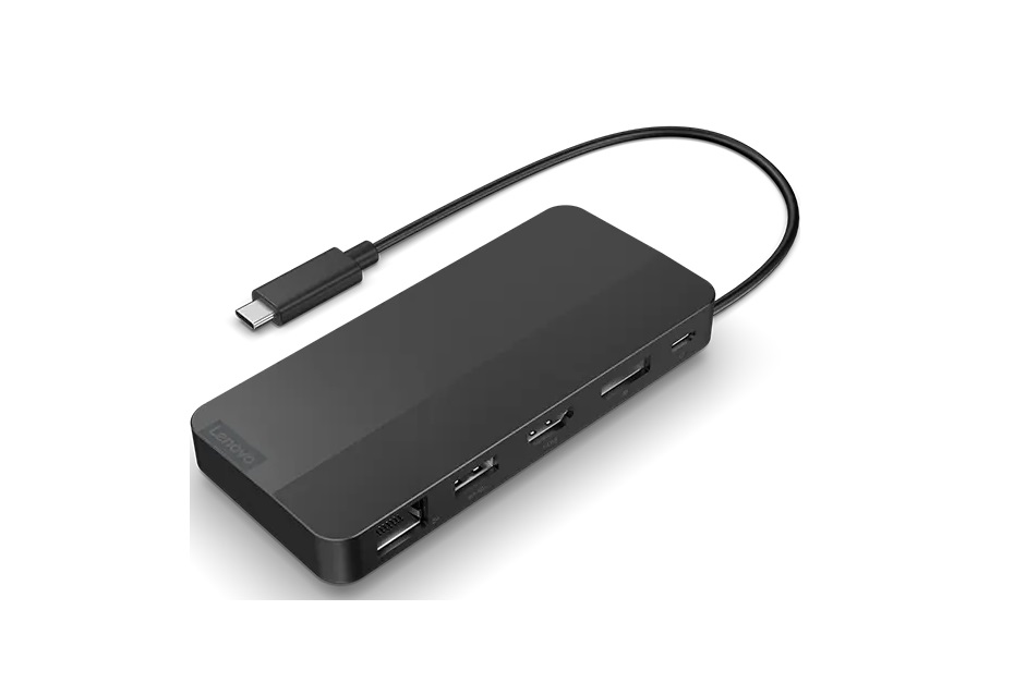 USB-C Dual Display Travel Dock with Adapter, Eclipse Black