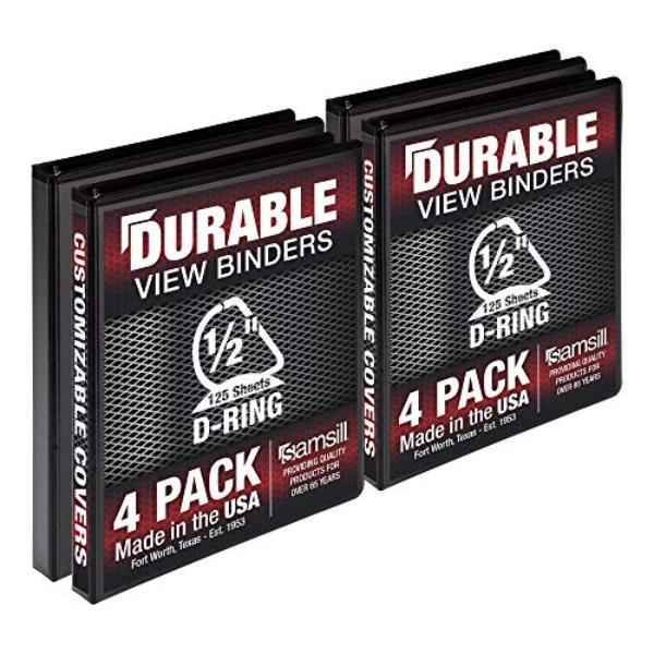 MP46410 Durable 0.5 in. View D Ring Binder, Black