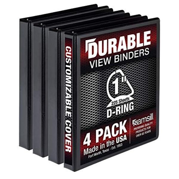 MP46430 Durable 1 in. View D Ring Binder, Black