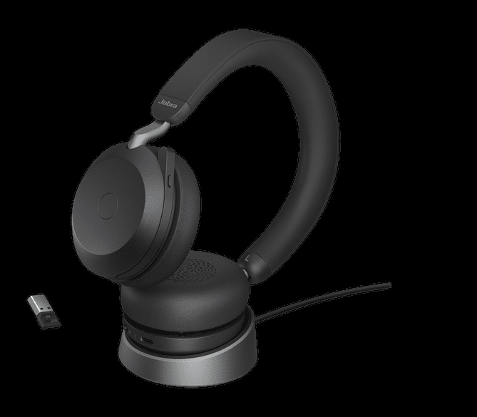 27599-999-889 Evolve2 75-USB-C MS Noise-Canceling Wireless Headset with Stereo Stand, Black