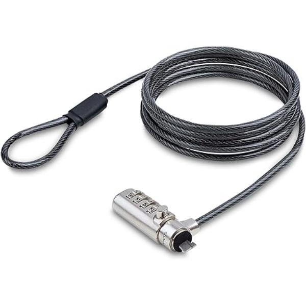SSTDC4D-LAPTOP-LOCK 6.6 ft. Slim Lock K-Slo Combination Locking Cable - Desk Anti-Theft Security for Laptop & Notebook, Silver & Black
