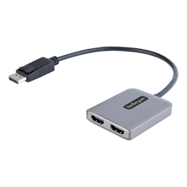MST14DP122HD DisplayPort 1.4 to Dual HDMI MST Hub - Male to Female Video Adapter with 1 ft. Host Cable, Gray