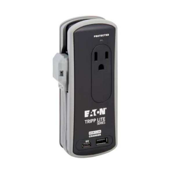Picture of Tripp Lite TRAVELER3USBC 2-Outlet Travel-Size Surge Protector&#44; Black