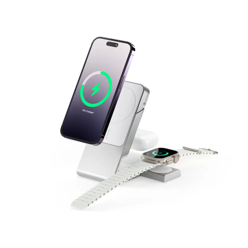 Picture of Alogic MSPBDDAWCWH-G Matrix- 3-in-1 Magnetic Charging Dock with Apple Watch Charger for iPhone 16-12