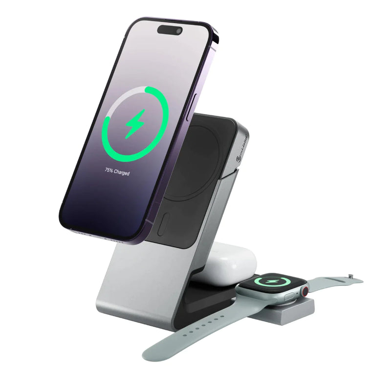 Picture of Alogic MSCDDAWC-US Matrix 3-in-1 Universal Magnetic Charging Dock with Apple Watch Charger for iPhone 16-12&#44; Black