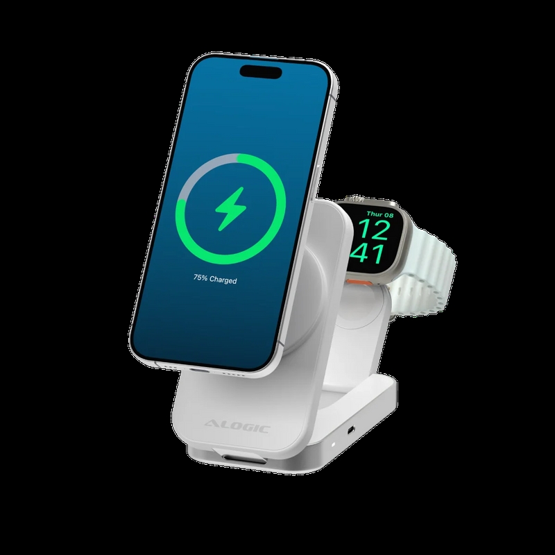 Picture of Alogic AL21WCFL-WH Flip 2-in-1 Qi2 Wireless Stand