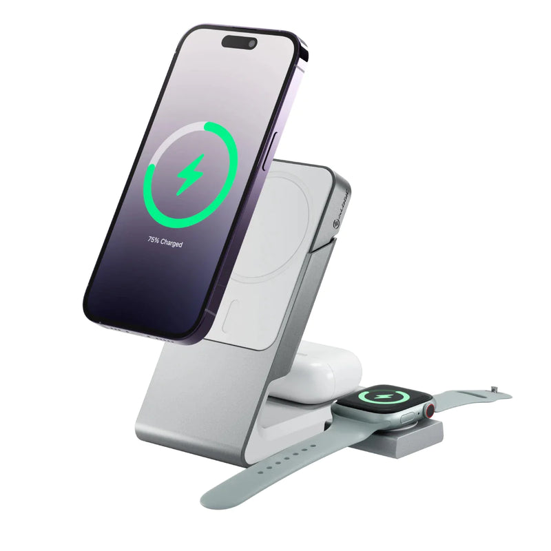 Picture of Alogic MSCDDAWCWH-US Matrix 3-in-1 Universal Magnetic Charging Dock with Apple Watch Charger for iPhone 16-12&#44; White