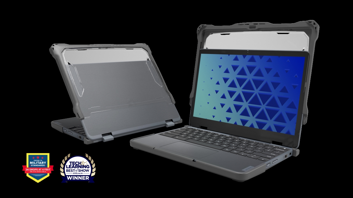 LNESF2500EG4S 11.6 in. Extreme ShellF2 Slide Case for Lenovo 500e G4S 300e-500e G3 Chromebook 2-1, Grey & Clear
