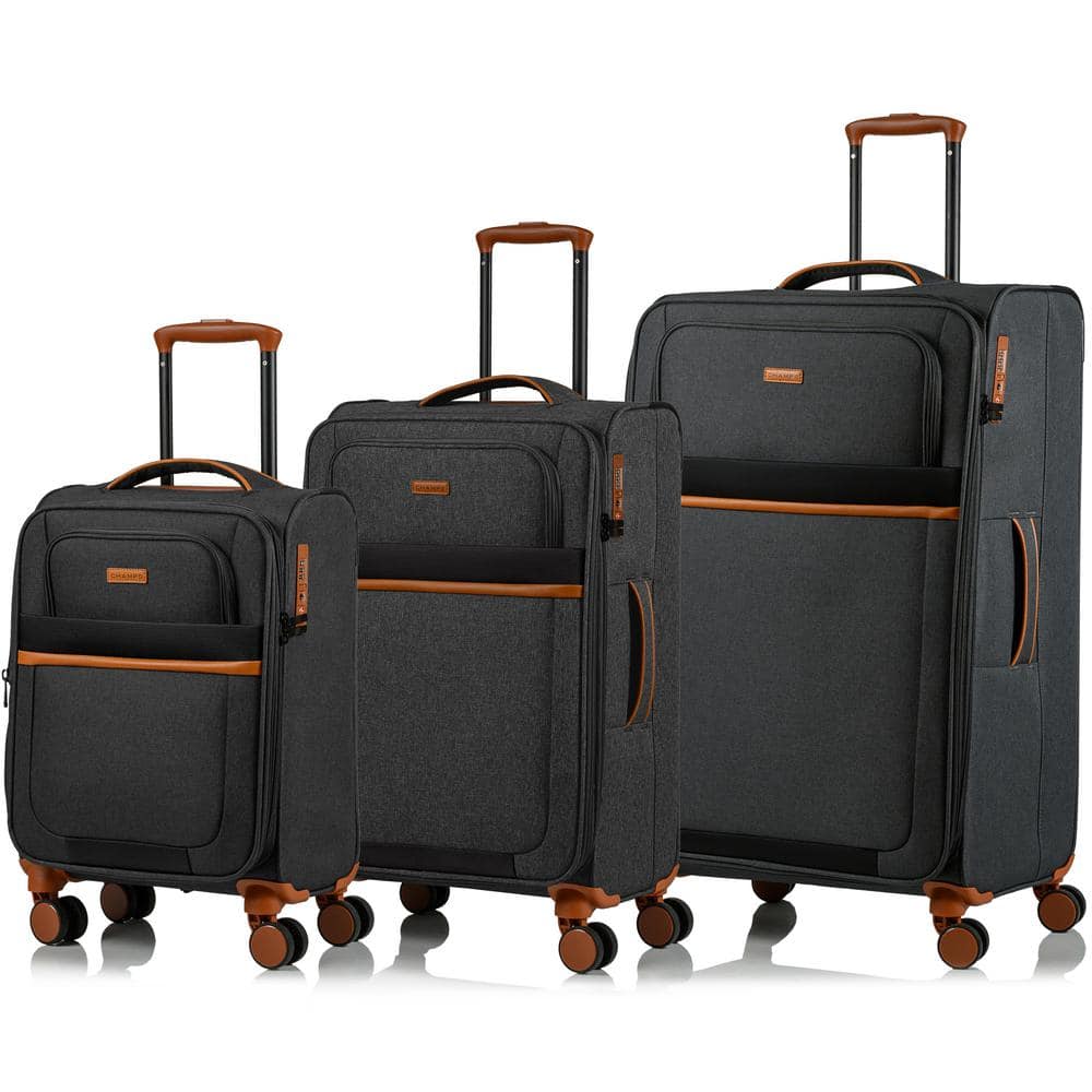 C5011-BLACK  II Classic Luggage Set with Spinner Wheels, Black - 3 Piece