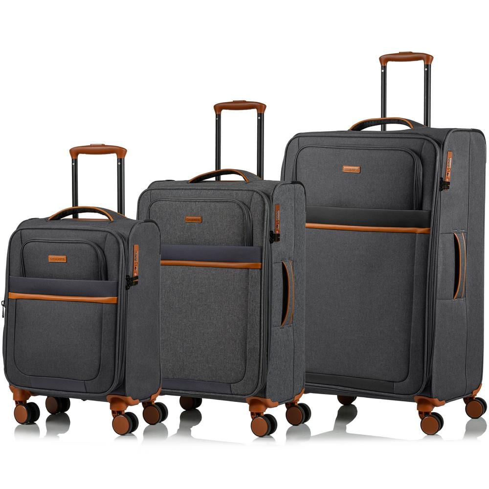 C5011-GREY  II Classic Luggage Set with Spinner Wheels, Gray - 3 Piece
