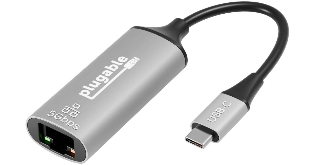 Picture of Plugable USBC-E5000 USB-C to 5 Gigabit 3.2 Gen 2 Ethernet Adapter