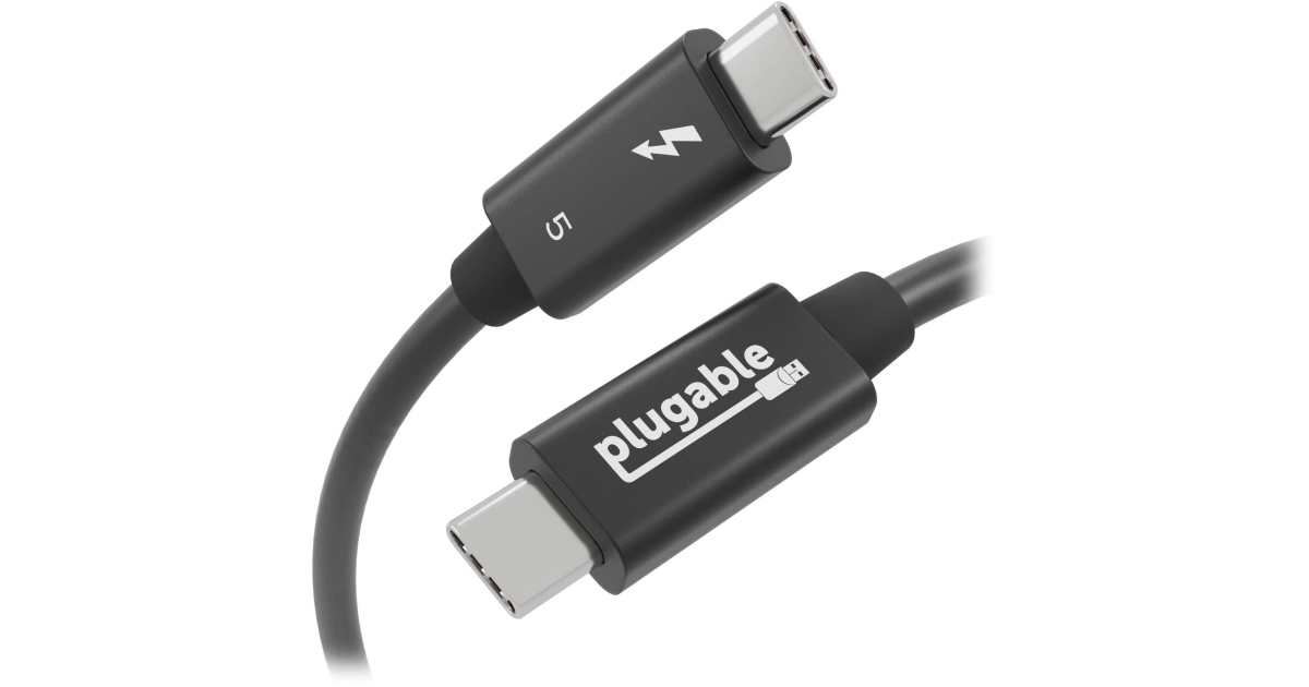 Picture of Plugable TBT5-240W1M 1m 240W 80Gpbs Thunderbolt 5 Cable - Black