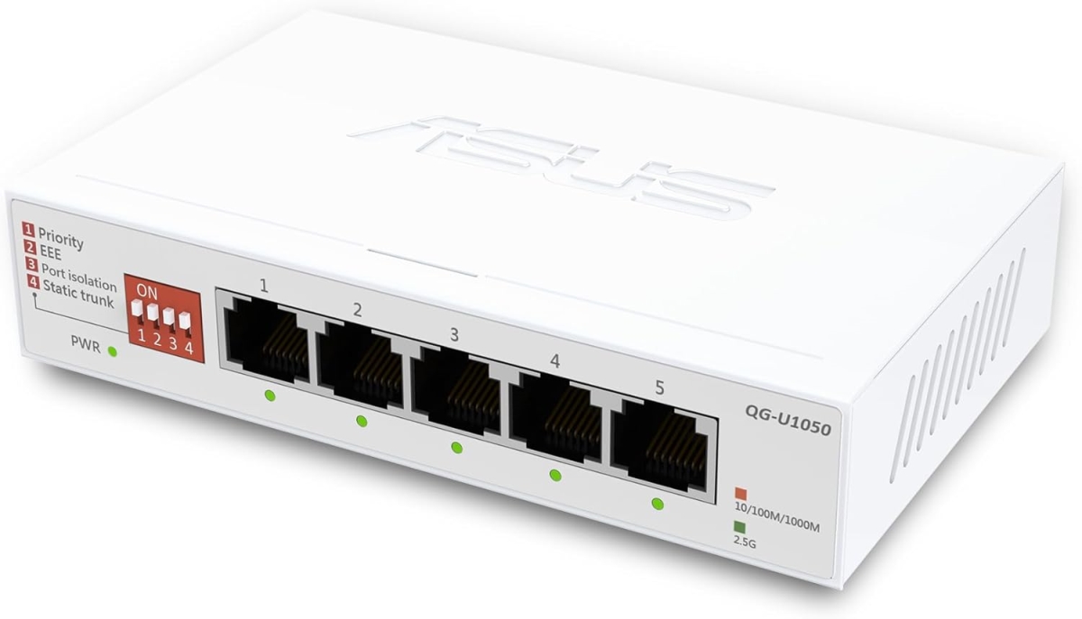 QG-U1050 5-Port 2.5G Support 4 Intelligent Modes, Home Network Hub, Desktop Unmanaged Ethernet Switch - White
