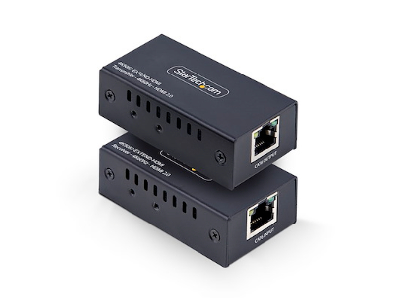 HDMI Extender Over CAT5e-CAT6, 4K 60Hz, Up to 200 ft. Transmitter & Receiver Kit, Power Over Cable, Compact Form Factor - Black