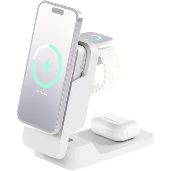 MFPB5KM Matrix 3 in 1 Fold Stand Wireless Charger with 5000mAh MagSafe Power Bank