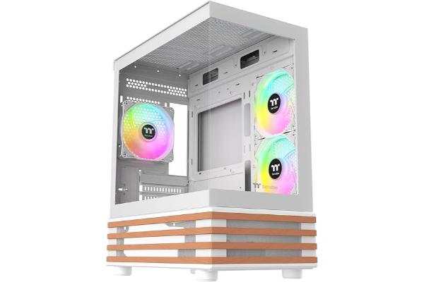 Thermaltake CA-1Z4-00M6WN-WS View 170 WS ARGB Micro Chassis - Bottom Wood Trim 3 x 120 mm ARGB Lite Fans Included, White