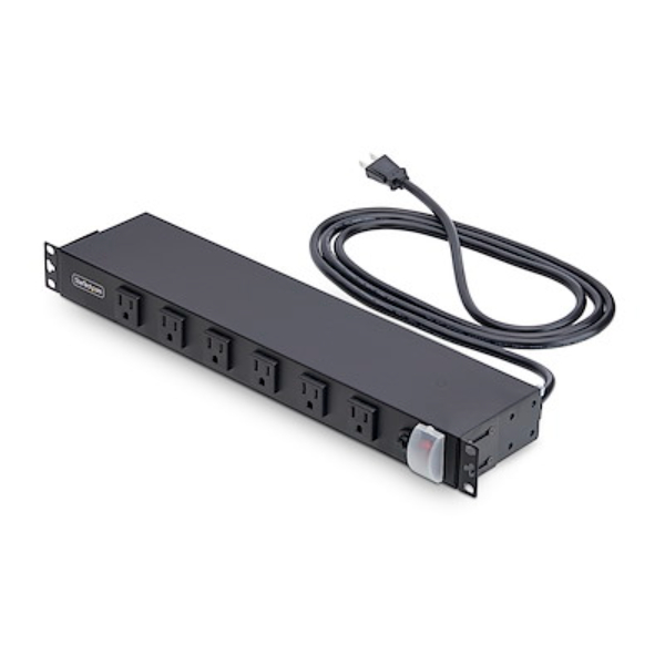 1215B8H-RACK-PDU-RA 12-Outlet Rackmount PDU, 1U Server Power Strip with Wide-Spaced Right-Angle Ports - Black