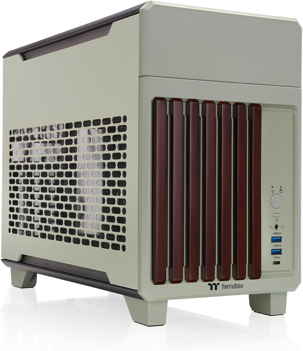 Thermaltake CA-11A-00SENN-WS TR100 WS Wood Front Trim Mini ITX PC Case - Match Green