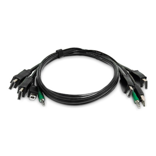SK2DPMMKVM06-TAA 6 ft. USB 2.0, 3.5mm Audio Dual-Display Port KVM Cable - Black