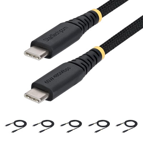 USB2CC3FNCBR5PK 3 ft. 60W USB-C Laptop Charging Cable - Black - Pack of 5