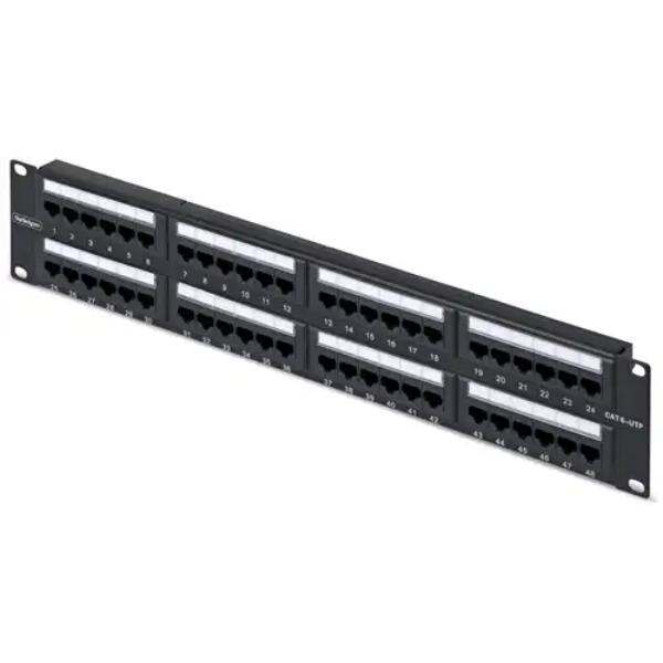 CPANEL48 48-Port 2U Rackmount Cat6 Patch Panel - RJ45, UTP - 110 Punch-Down, Cat 6 - Black