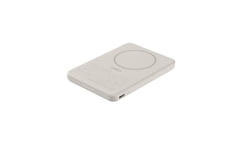 BPD010fqSA 15W 5K mAh Wireless Magnetic Slim Power Bank with 1xUSB-C Portable Charger Cable, Sand Beige