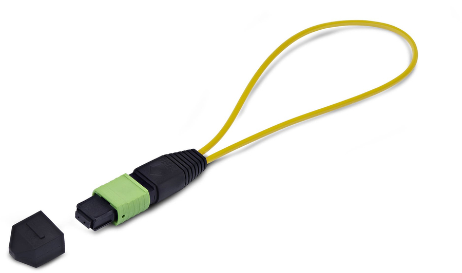 LOOPBACKMTP12OS2SMF Single Mode MPO Loopback Plug, Black & Green - Yellow