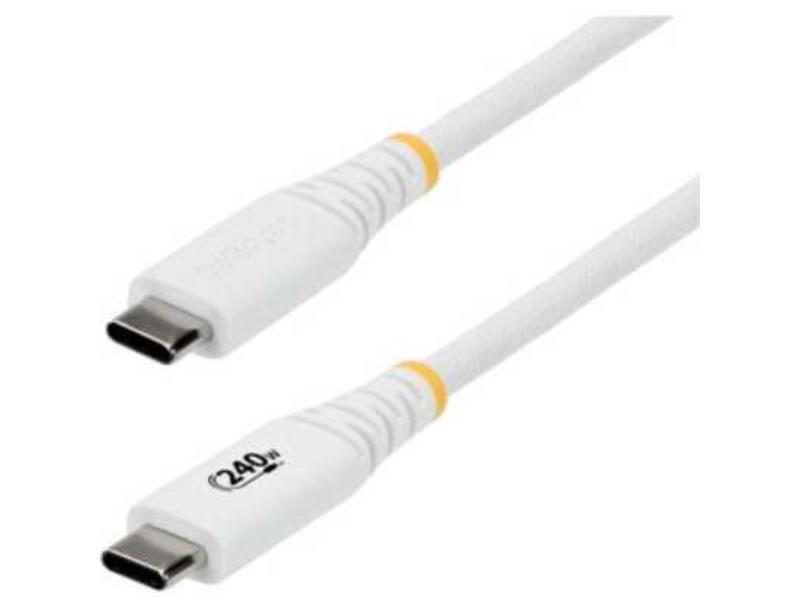 S2CEPR6FW-USB-CABLE 6 ft. Certified 240W PD Silicone Jacket Rugged USB-C Cable, White