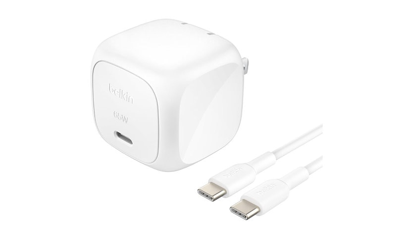 WCA011dq1MWH-B6 65W Compact USB-C Wall Charger with Fast Charger Cable, White