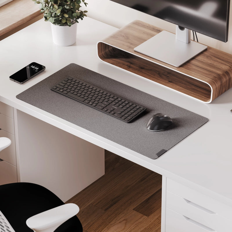 ADLFMDG Duo Reversible Desk Mat with Premium Felt & Vegan Leather, Dark Gray