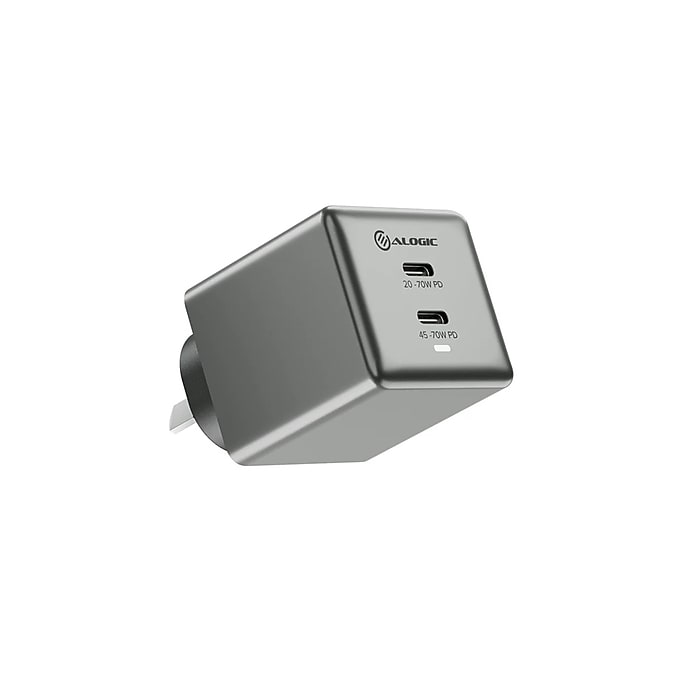 WCG2X70SGR-US 2x70W GaN Dual USB-C Charger - Space Gray