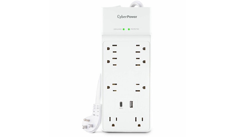 CSP806UC18W Home & Office 8 Outlet Surge Protector with 2400 J Surge Suppression & 6 ft. Cord