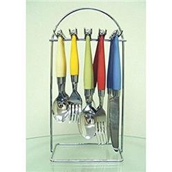 Gibson Art Deco Green Blue Red Yellow 20 Piece Flatware Silverware Set