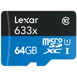 Picture of Crucial LSDMI64GBBNL633A 64 GB High Performance Micro Card with SD Adapter - Black & Blue