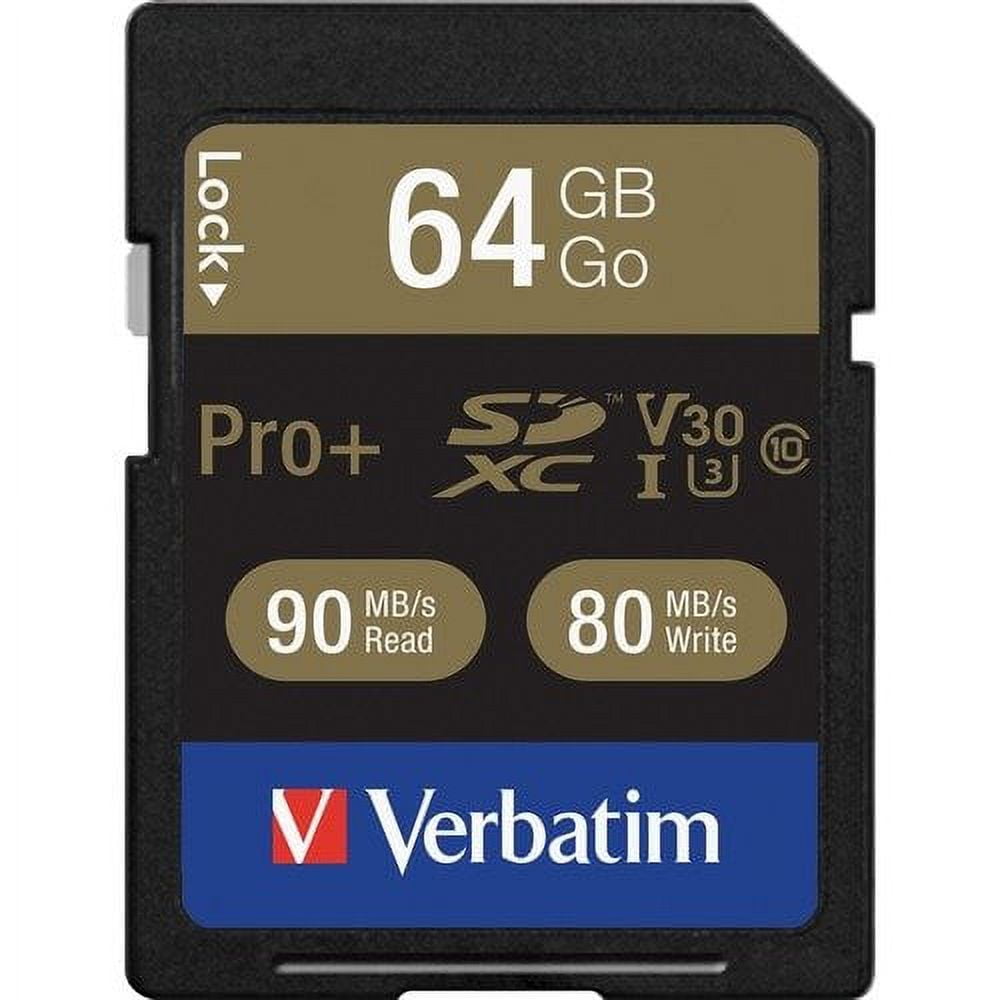 Picture of Verbatim 49197 64GB ProPlus 600X SDXC Memory Card, UHS-1 U3 Class 10