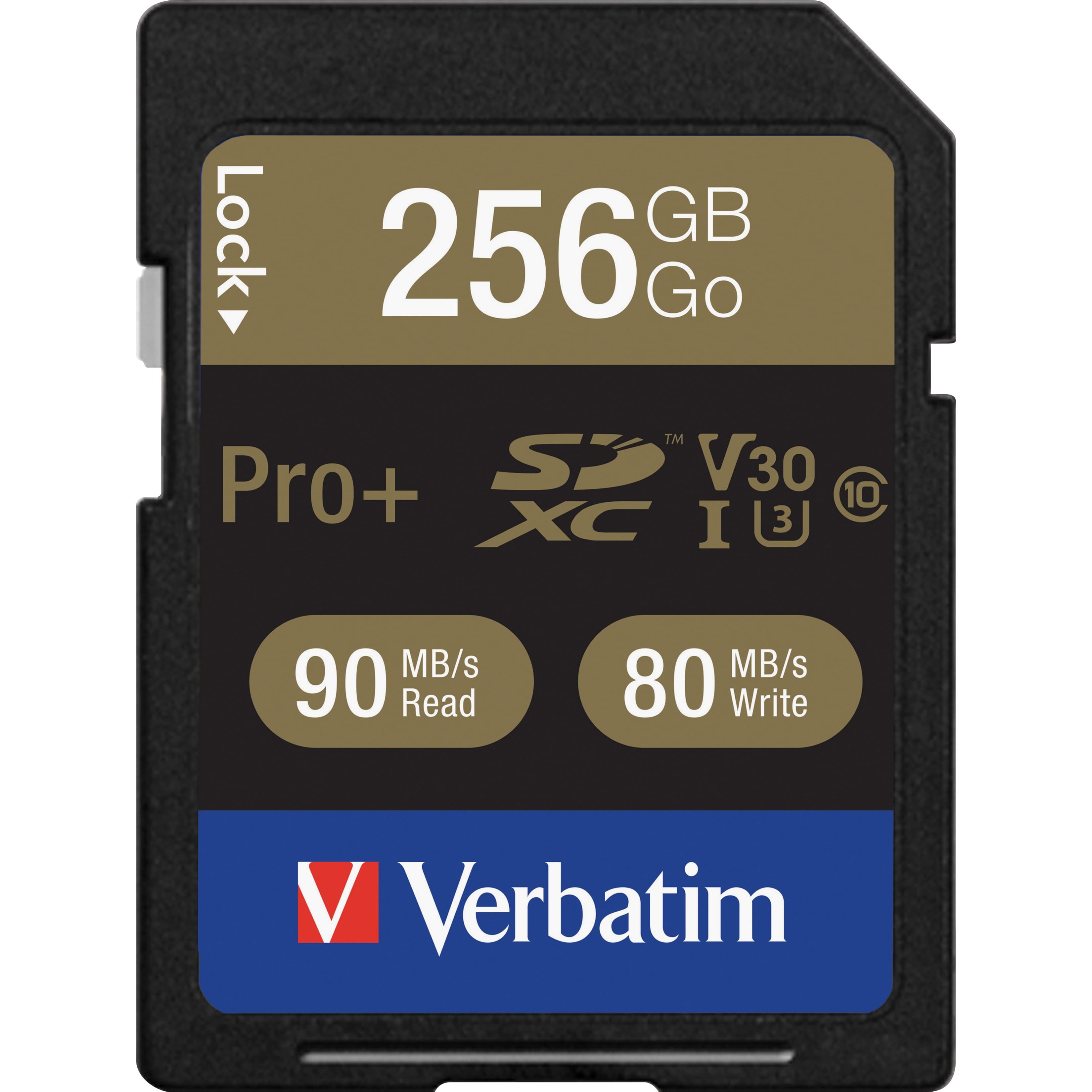 Picture of Verbatim 99141 256GB ProPlus 600X SDXC Memory Card, UHS-1 U3 Class 10