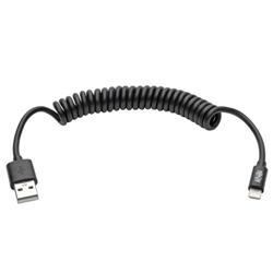 Picture of Tripp Lite M100-004COIL-BK 4 ft. USB Sync & Charge Coiled Cable with Lightning Connector&#44; Black