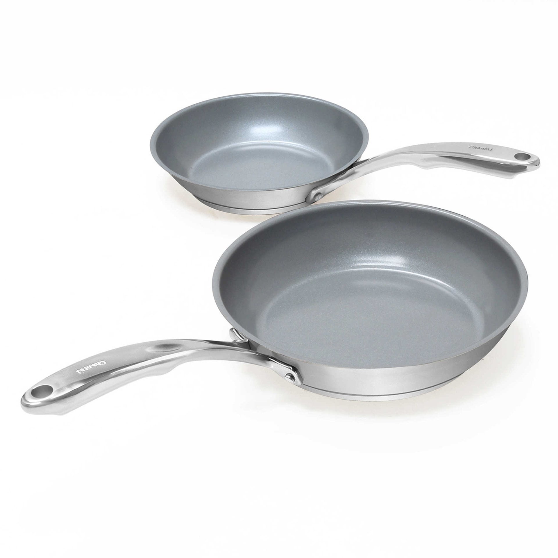Picture of Chantal Cookware SLIN-2024C 8 -10 in. Induction 21 Steel Ceramic Coated Fry Pan Set, Brushed Stainless