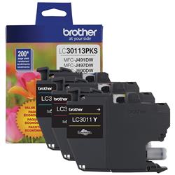 Picture of Brother LC30113PKS Cyan&#44; Magenta & Yellow Standard Yield Ink Cartridges - Pack of 3