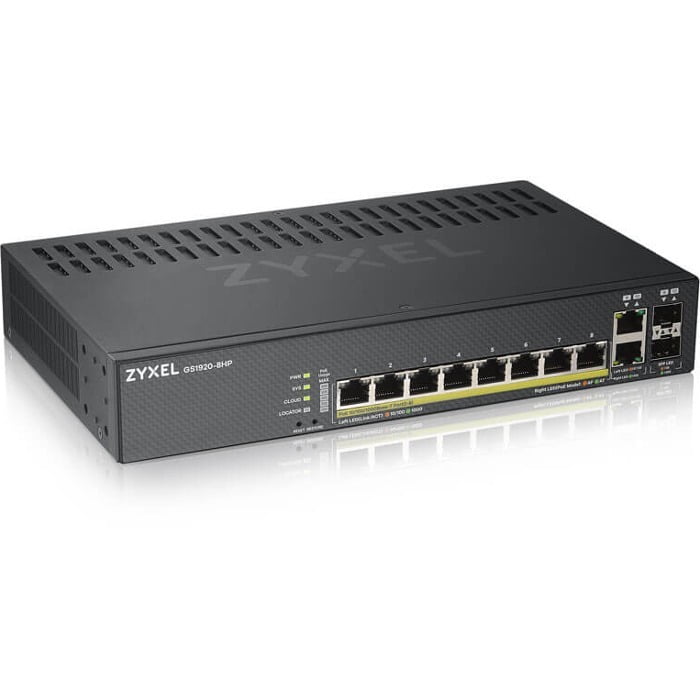 Picture of ZyXEL Communications GS1920-8HPv2 8 Port Gigabit HCloud Smart Managed PoE Switch