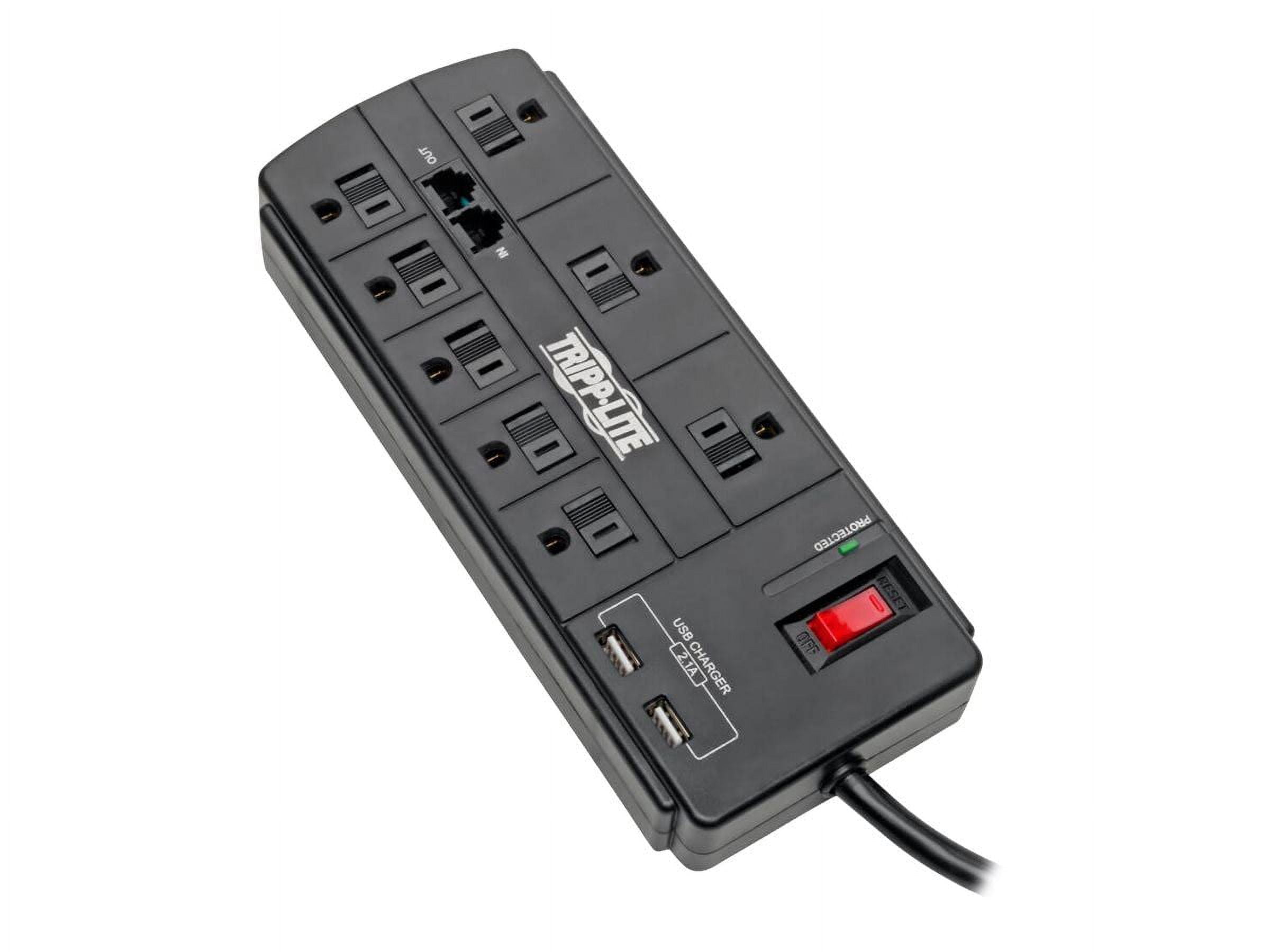 Tripp Lite TLP88TUSBB Surge Protector 8 Outlet 2 USB Charging Ports Tel & Modem 8 ft. Cord -  Interex By Tripp-Lite