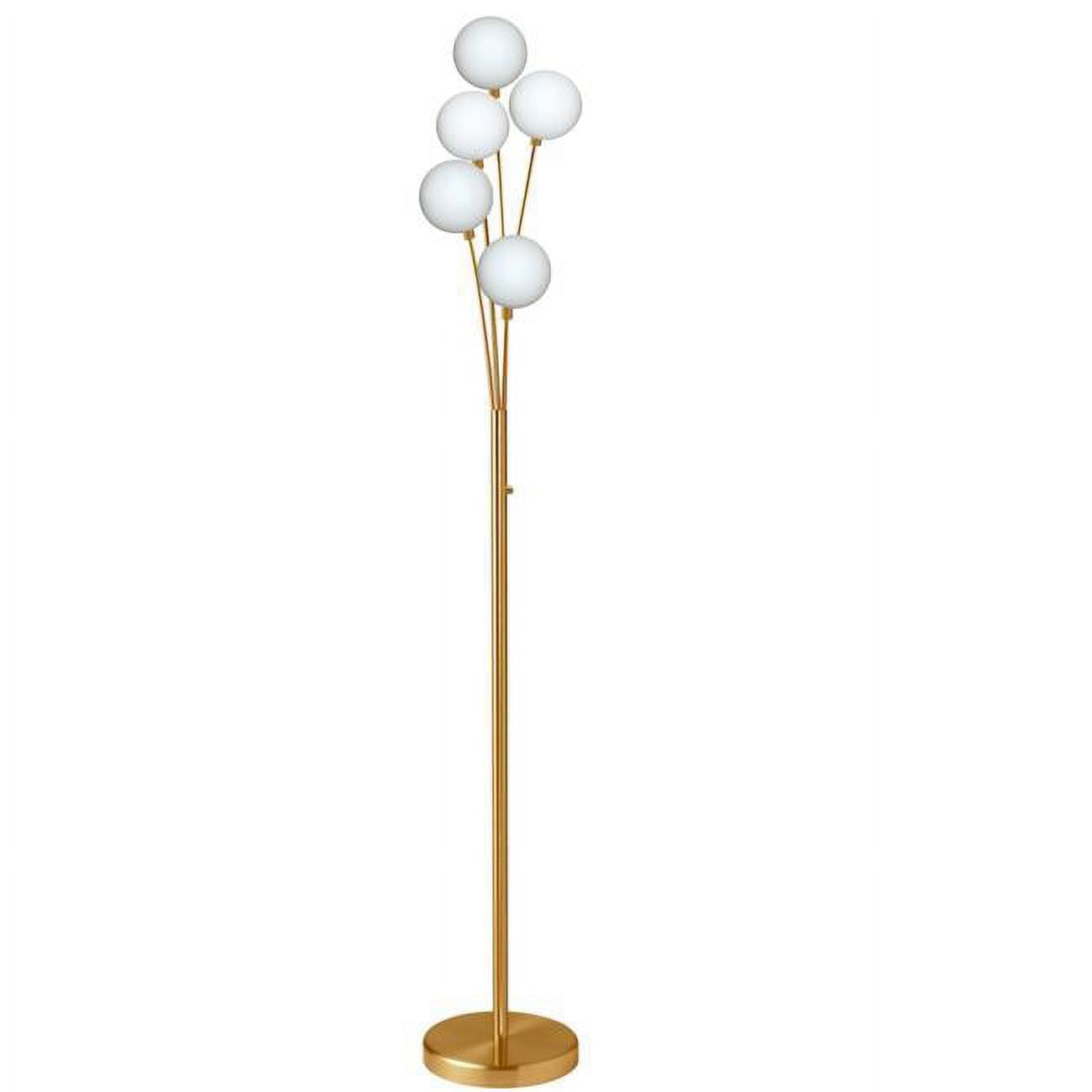 Picture of Dainolite 306F-AGB 5 Light Incandescent Floor Lamp, Aged Brass with White Glass